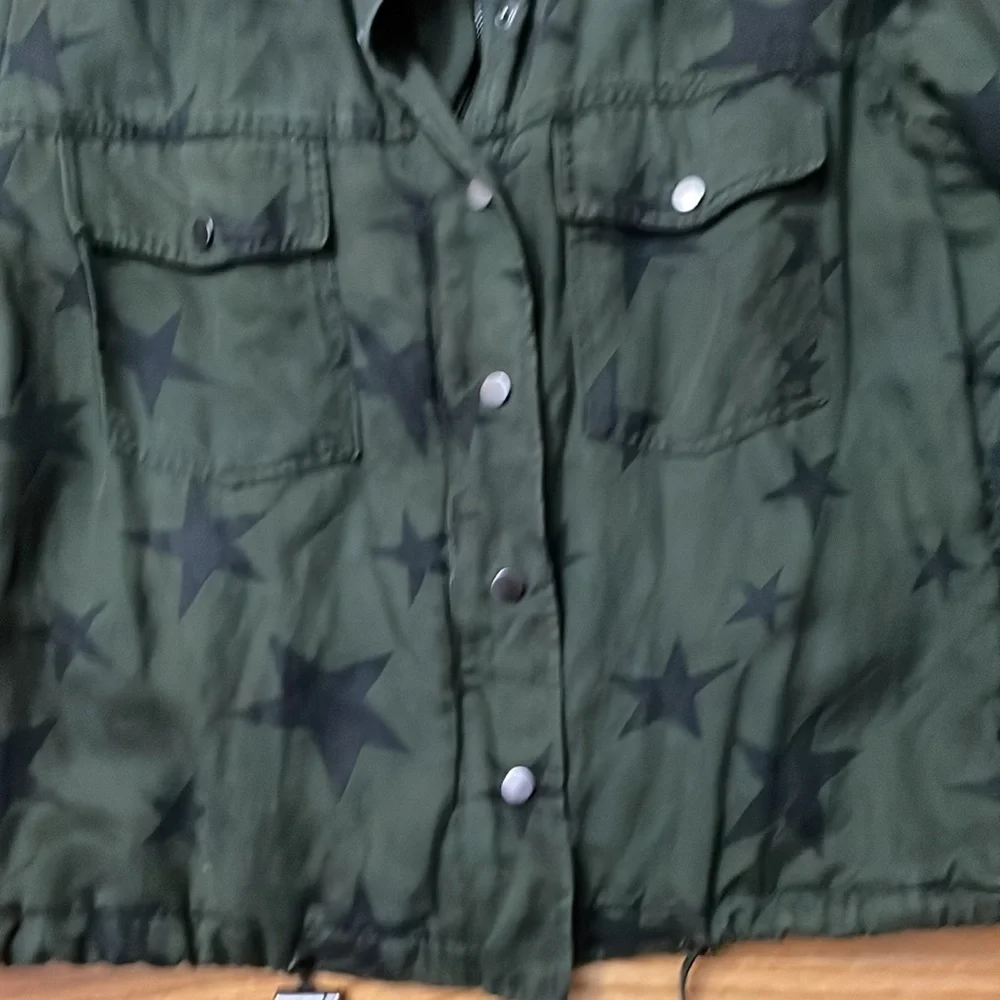 Rails Collins Star Print Military Jacket In Sage With Black Stars Size Small A14